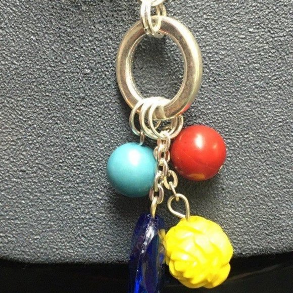 Limited Express Asymmetrical Necklace Multicolor Teardrop Flower Retro BoHo - Picture 5 of 7